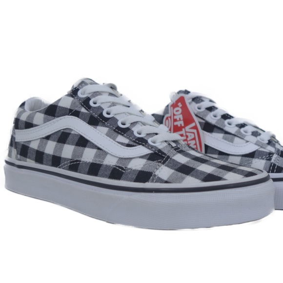 vans gingham old skool black & true white womens shoes